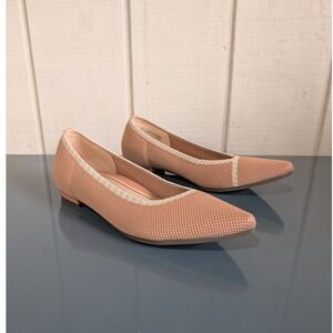 Vionic Dahlia Knit Pointed Toe Flats Peach Apricot Womens 8 Orthotic‎ Comfort